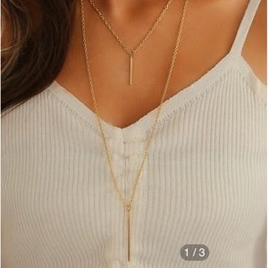 14k Gold filled Pendant Bar Layered necklace